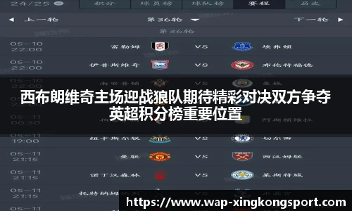 西布朗维奇主场迎战狼队期待精彩对决双方争夺英超积分榜重要位置